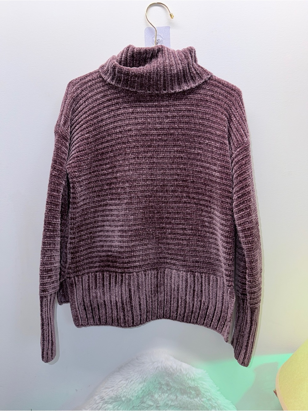 Pink Rose XS Mauve Turtleneck Chenille Girlhoodcore Summer Cabin Sweater ๐ - Picture 2 of 5